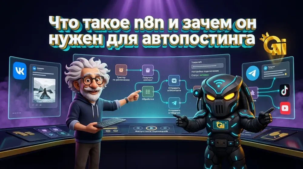 n8n автопостинг: пошаговая настройка сценариев для ВКонтакте, Telegram и других платформ